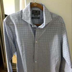 Mens long sleeve new shirt in a light blue plaid